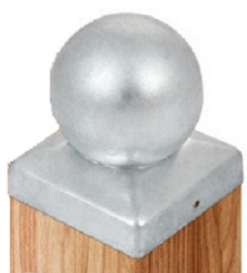 Copripalo Zincato A Caldo Con Sfera Per Pali Quadro In Legno 71 X 71 Mm