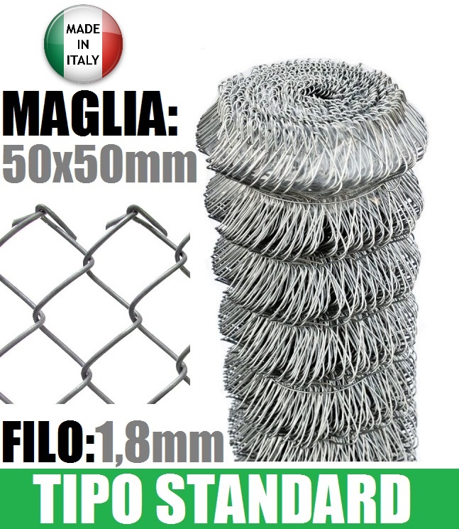 25mt-ROTOLO RETE METALLICA ZINCATA MAGLIA SCIOLTA- TIPO STANDARD - H 125  cm