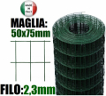25mt- ROTOLO RETE METALLICA ZINCATA PLASTIFICATA  ELETTROSALDATA- MAGLIA: mm50x75 - H 125 cm